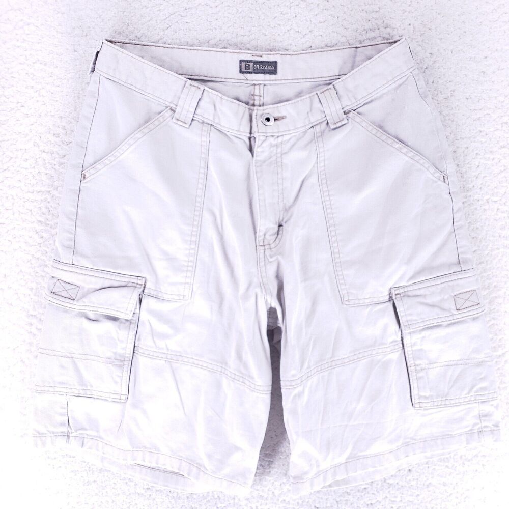 Brittania Jean Shorts Denim Cotton Mens SZ 32 Gray Straight VTG Cargo 90s Y2K